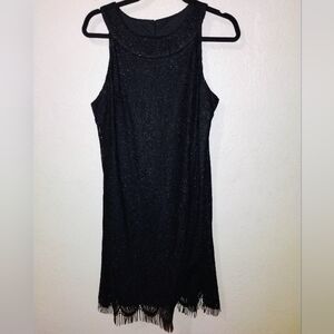 Dress Barn Collection Size 16 Black Sparkle Sleeveless Fringe Hem Dress